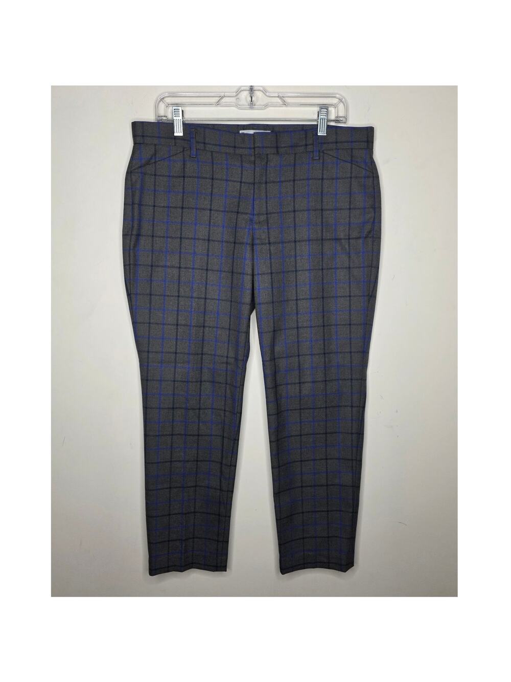 Gap grey blue plaid slim cropped dress pants - 10 stretch